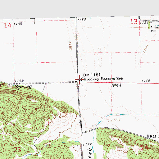 Topographic Map of Brookey Bottom School, NE