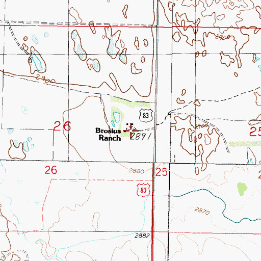 Topographic Map of Brosius Ranch, NE