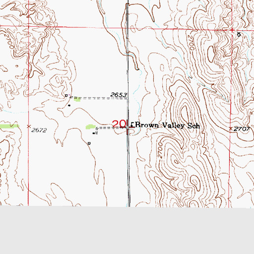 Topographic Map of Brown Valley School (historical), NE