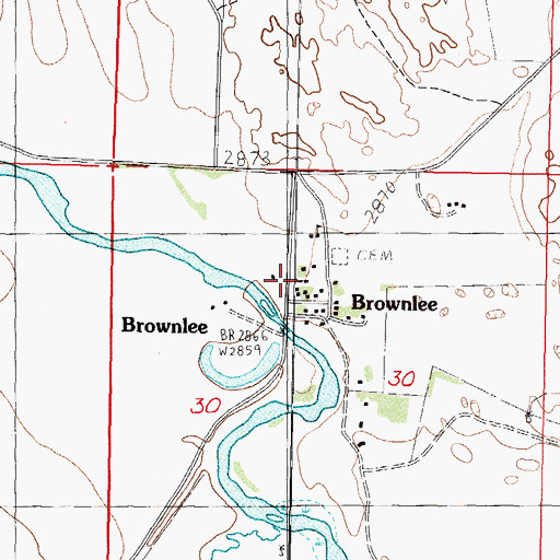Topographic Map of Brownlee, NE