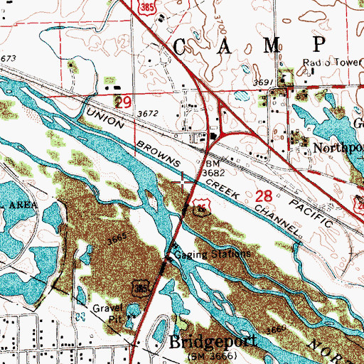 Topographic Map of Browns Creek Channel, NE