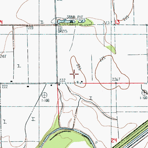 Topographic Map of Woolsey Cemetery, AR