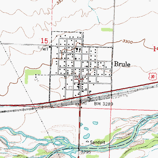 Topographic Map of Brule, NE