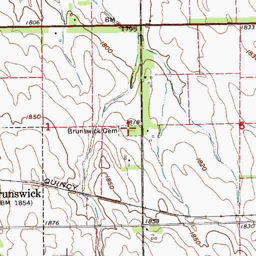 Topographic Map of Brunswick Cemetery, NE