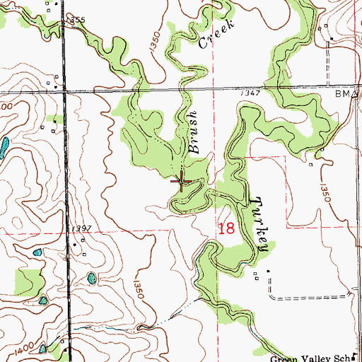 Topographic Map of Brush Creek, NE