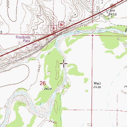 Topographic Map of Brushy Creek, NE