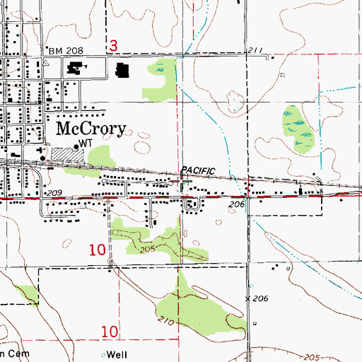 Topographic Map of Saint Johns Cemetery, AR