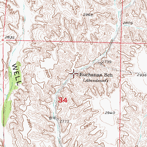 Topographic Map of Buchanan School (historical), NE