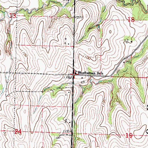 Topographic Map of Buchanan School, NE