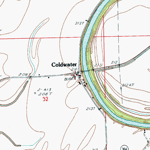 Topographic Map of Coldwater School (historical), AR