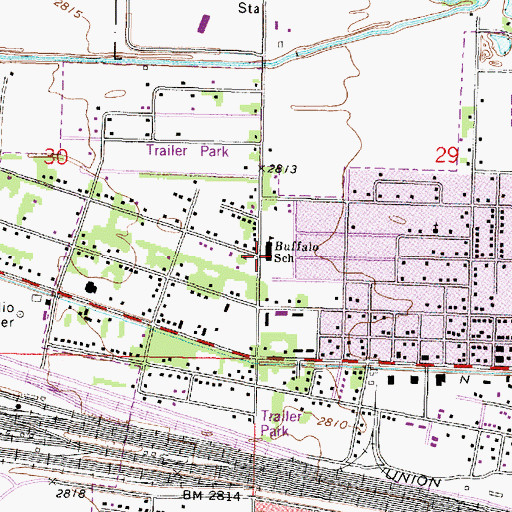 Topographic Map of Buffalo Elementary School, NE