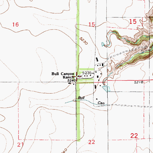 Topographic Map of Bull Canyon Ranch, NE