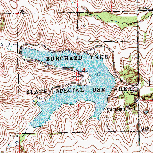 Topographic Map of Burchard State Wildlife Management Area, NE