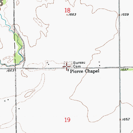 Topographic Map of Bureau Cemetery, NE