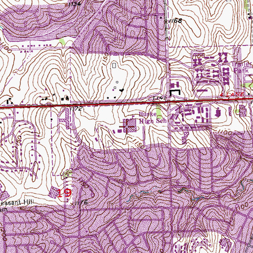 Topographic Map of Burke High School, NE
