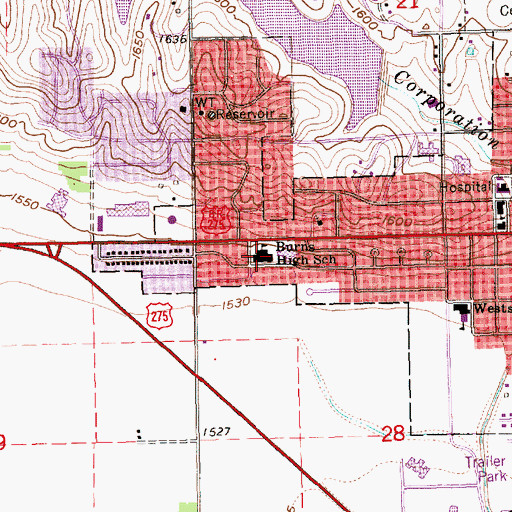 Topographic Map of Norfolk Catholic School, NE