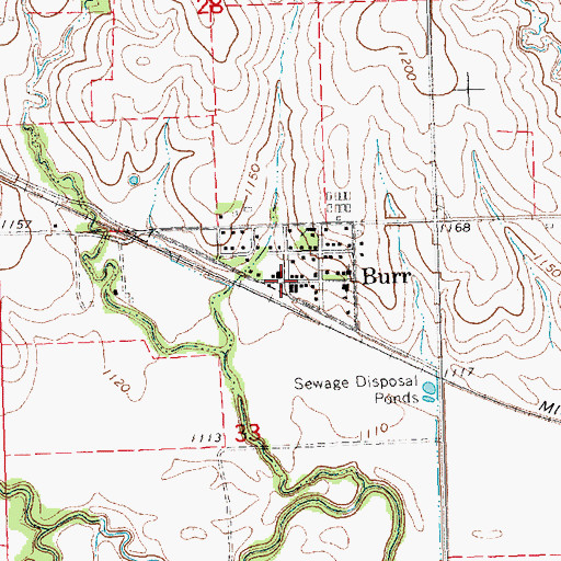Topographic Map of Burr, NE