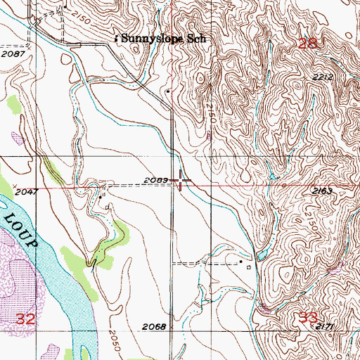 Topographic Map of Burwell -Sumter Canal, NE