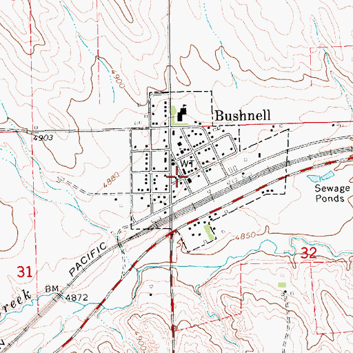 Topographic Map of Bushnell, NE