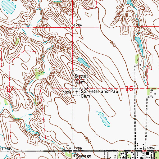 Topographic Map of Butte Cemetery, NE