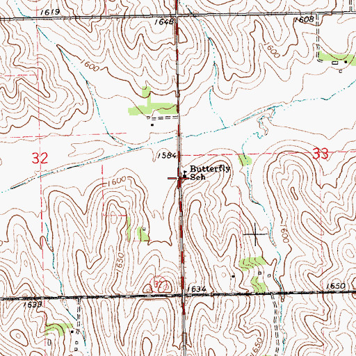Topographic Map of Butterfly School (historical), NE