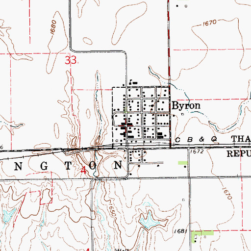Topographic Map of Byron, NE