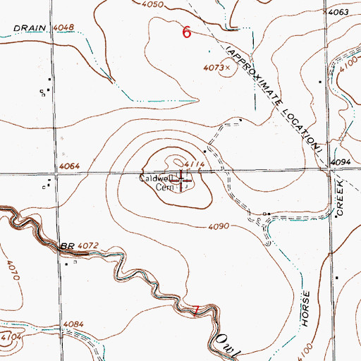 Topographic Map of Caldwell Cemetery, NE