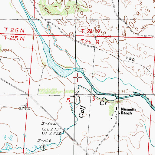 Topographic Map of Calf Creek, NE