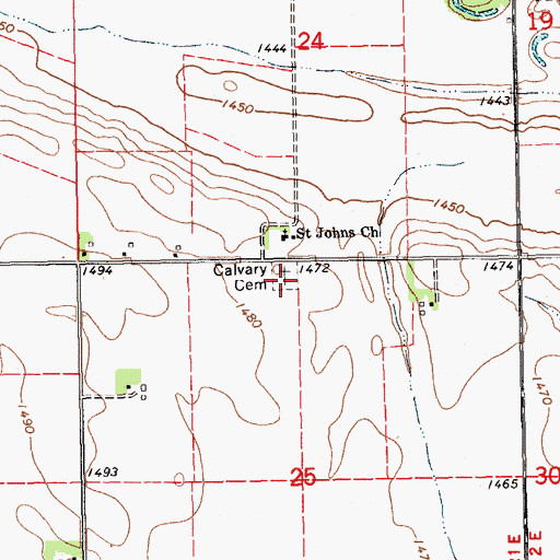 Topographic Map of Calvary Cemetery, NE