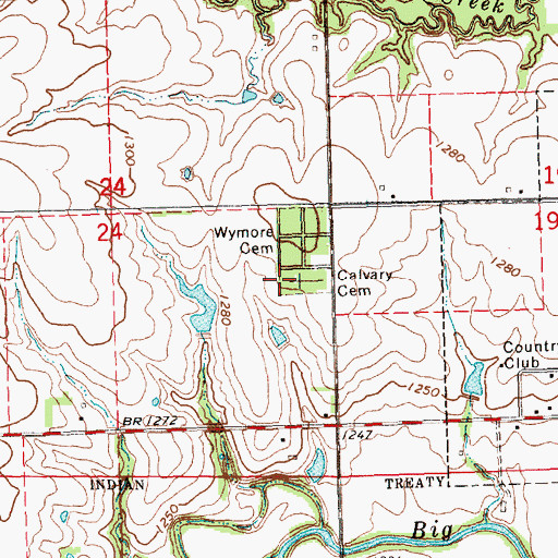 Topographic Map of Calvary Cemetery, NE