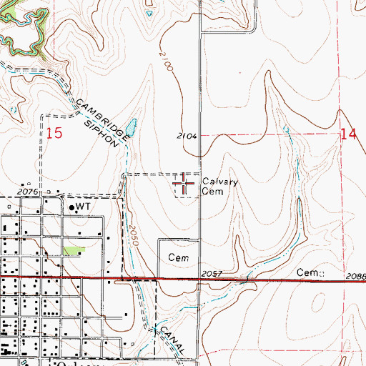 Topographic Map of Calvary Cemetery, NE