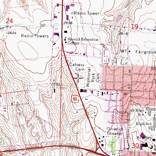 Topographic Map of Calvary Cemetery, NE