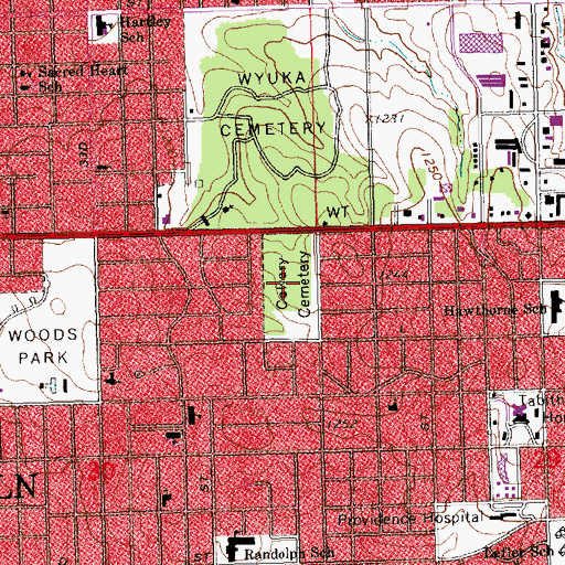 Topographic Map of Calvary Cemetery, NE