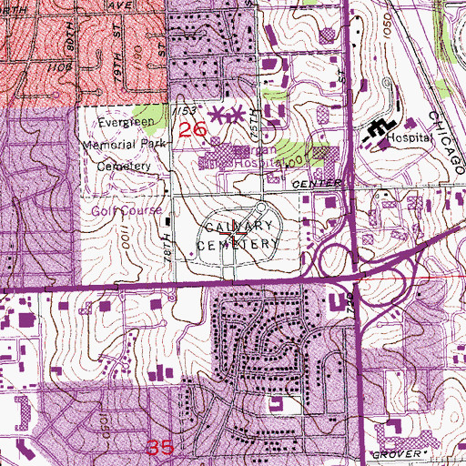 Topographic Map of Calvary Cemetery, NE