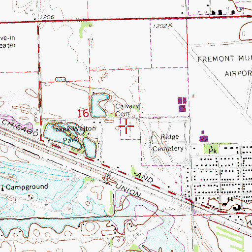 Topographic Map of Calvary Cemetery, NE