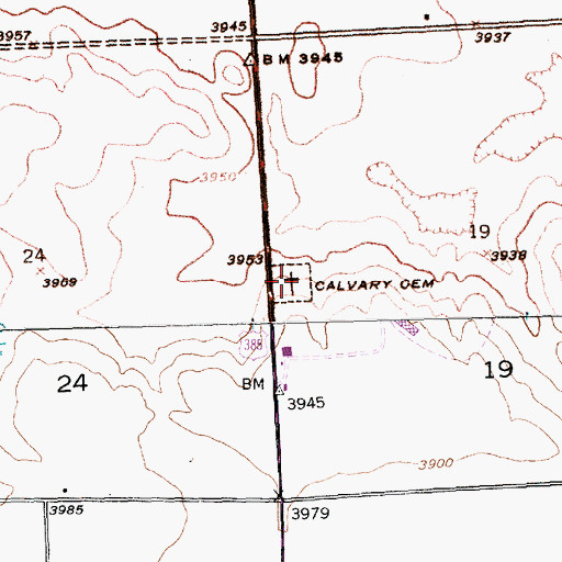 Topographic Map of Calvary Cemetery, NE
