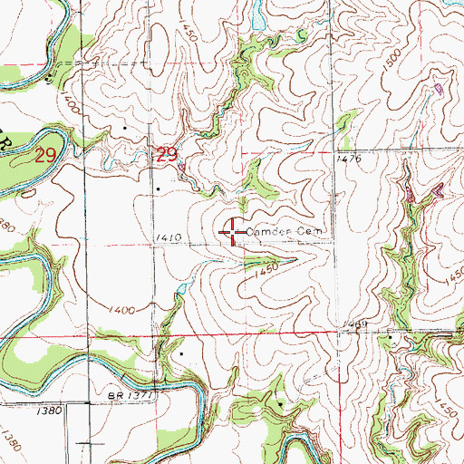 Topographic Map of Camden Cemetery, NE