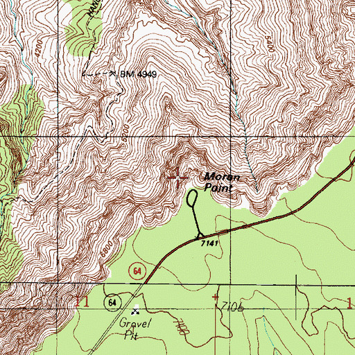 Topographic Map of Moran Point, AZ