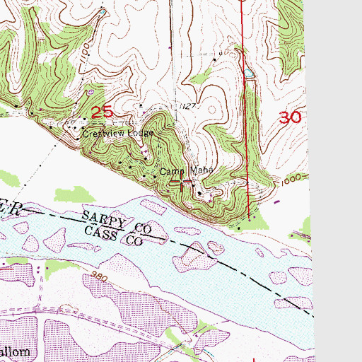 Topographic Map of Camp Maha, NE