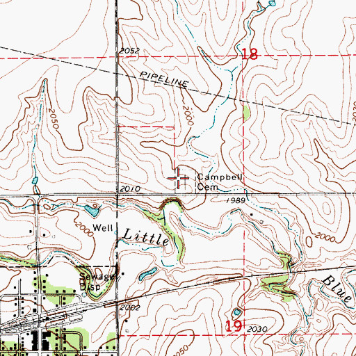 Topographic Map of Campbell Cemetery, NE