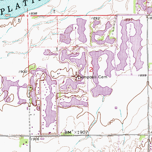 Topographic Map of Campbell Cemetery, NE