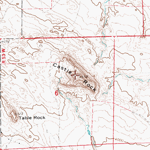 Topographic Map of Castle Rock, NE