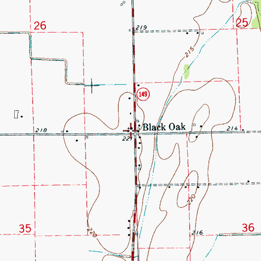 Topographic Map of Black Oak School (historical), AR
