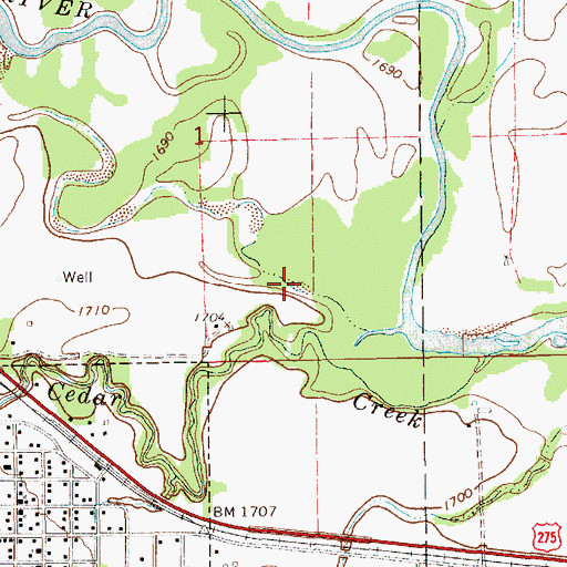 Topographic Map of Cedar Creek, NE