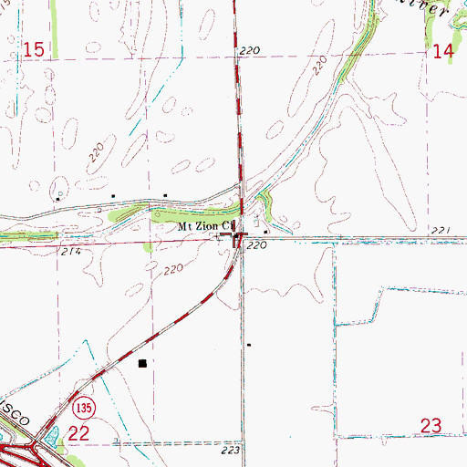 Topographic Map of Mount Zion Cemetery, AR