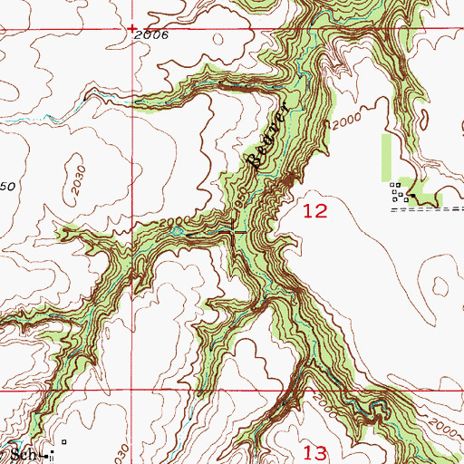 Topographic Map of Cedar Gulch, NE