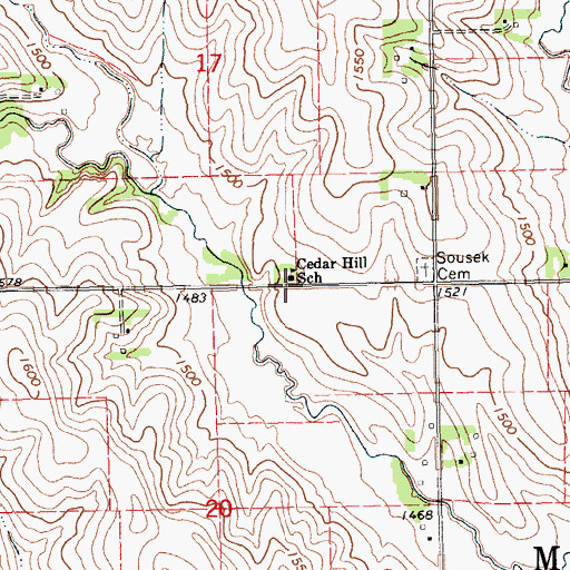 Topographic Map of Cedar Hill School, NE