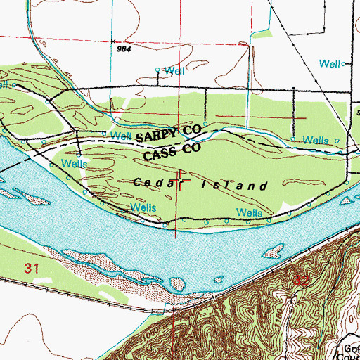 Topographic Map of Cedar Island, NE