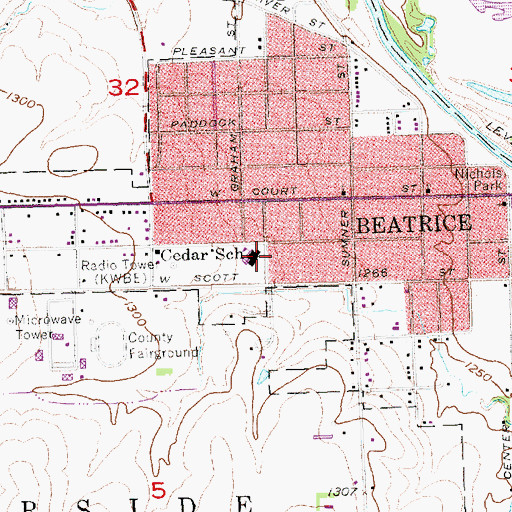 Topographic Map of Cedar Elementary School, NE