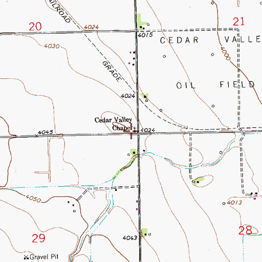 Topographic Map of Cedar Valley Chapel, NE